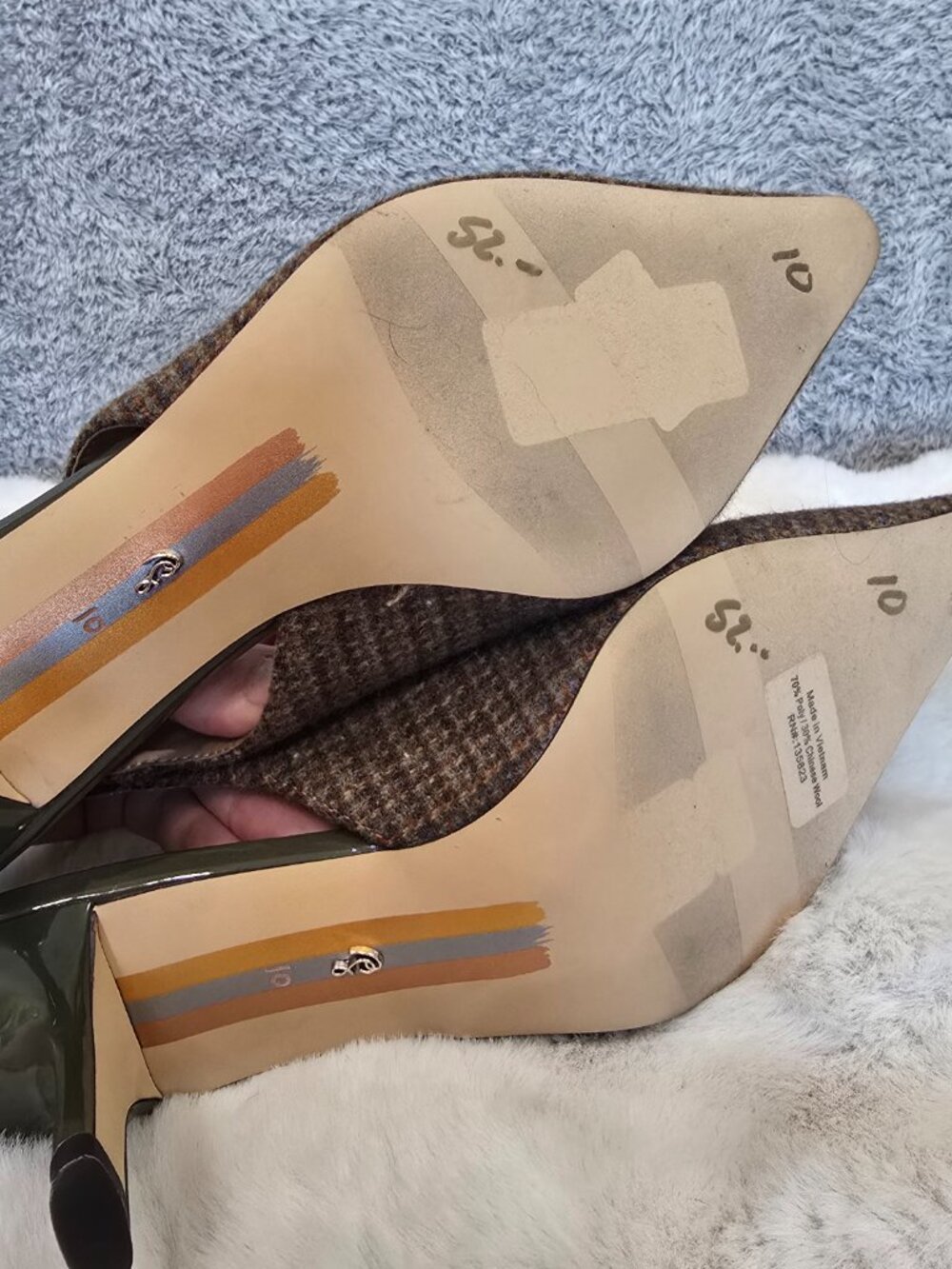 Sam Edelman Bianka Slingback Pumps Brown Plaid Fabric Women's Sizes NEW - Picture 7 of 13